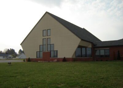 A tan and brown building.