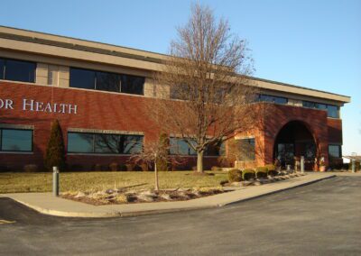 A red brick building.