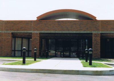 A red brick building.
